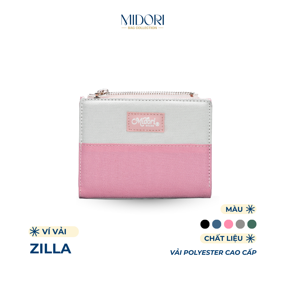 Ví Vải Cầm Tay Nam Nữ ZILLA Bóp Đựng Tiền Thẻ Nhiều Ngăn Polyeste Cao Cấp | MIDORI BAG COLLECTION