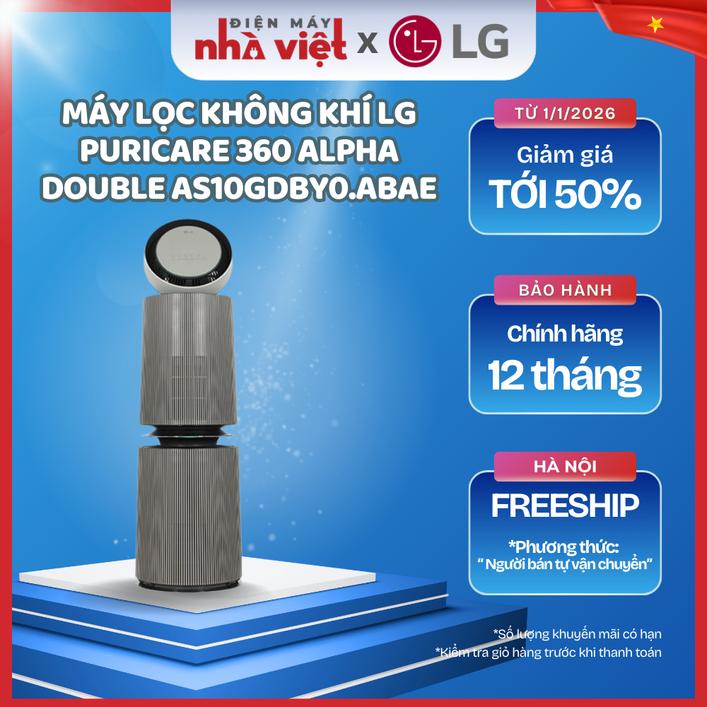 [ AS10GDBY0.ABAE ] - Máy lọc không khí LG PuriCare 360 Alpha Double