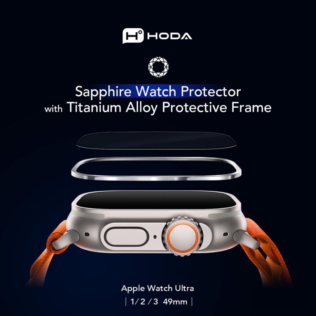 [Chính Hãng] Kính Cường Lực HODA Sapphire Watch Ultra cho đồng hồ AP Watch 3 / 2 / 1 49mm Viền Titan