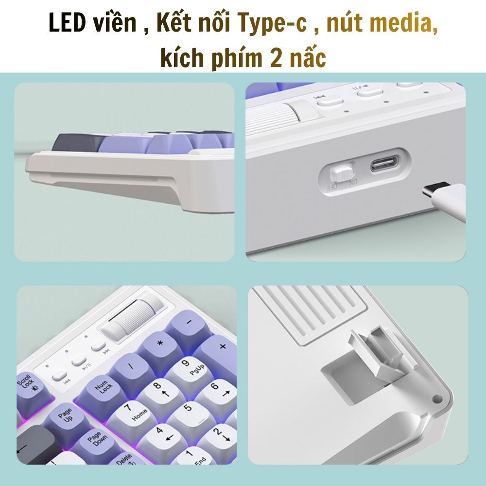 Bàn phím giả cơ ZK011 Full size - LED Viền - Dây type-C - Có led - Bấm êm - Kết nối mọi thiết bị | BigBuy360 - bigbuy360.vn