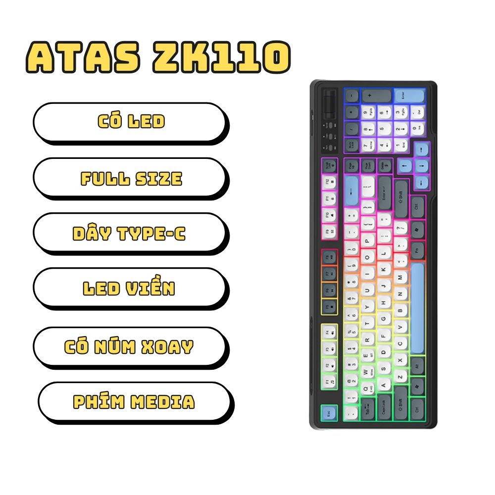 Bàn phím giả cơ ZK011 Full size - LED Viền - Dây type-C - Có led - Bấm êm - Kết nối mọi thiết bị | BigBuy360 - bigbuy360.vn