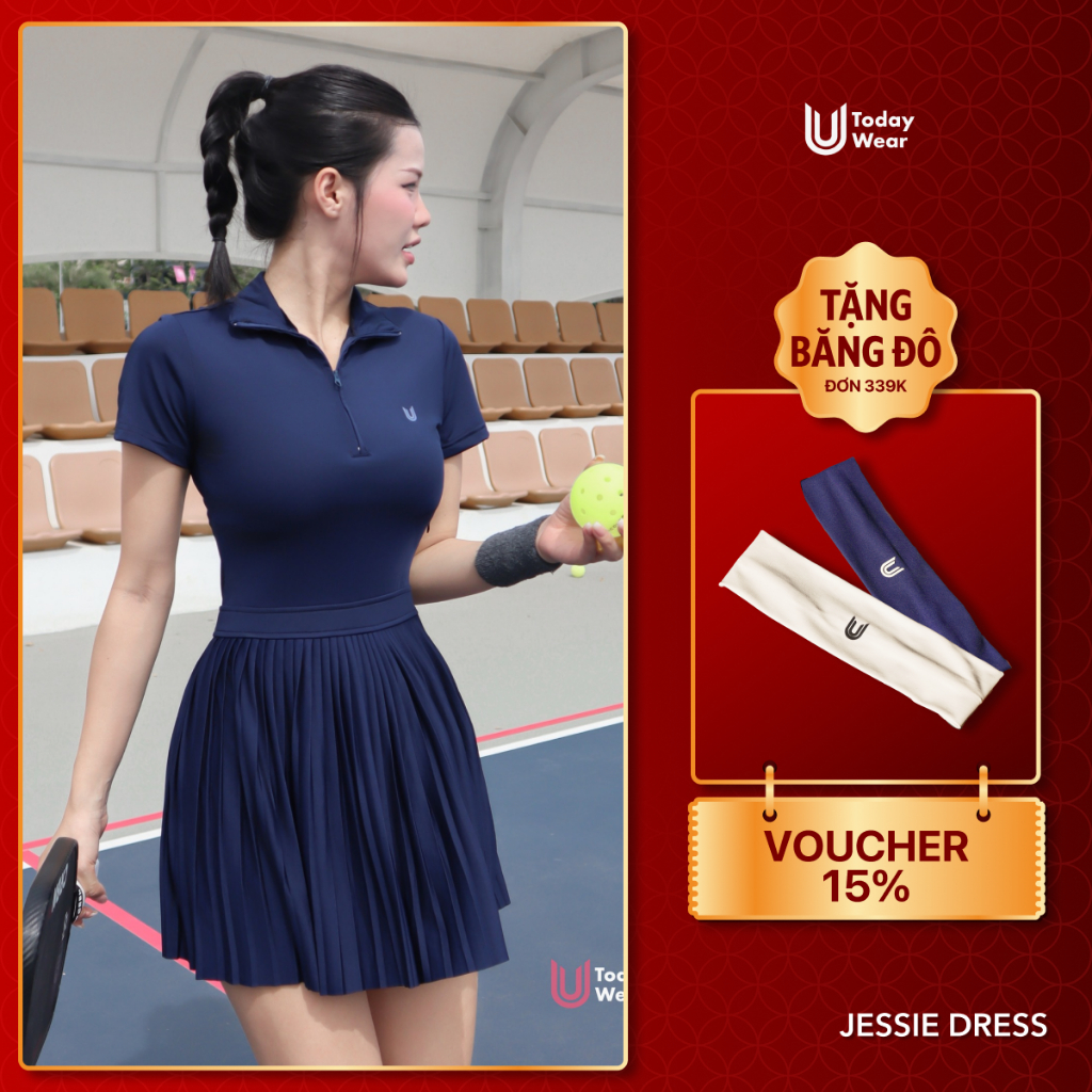 Váy tennis pickleball thể thao Jessie Dress Today U Wear TẶNG kèm quần bảo hộ