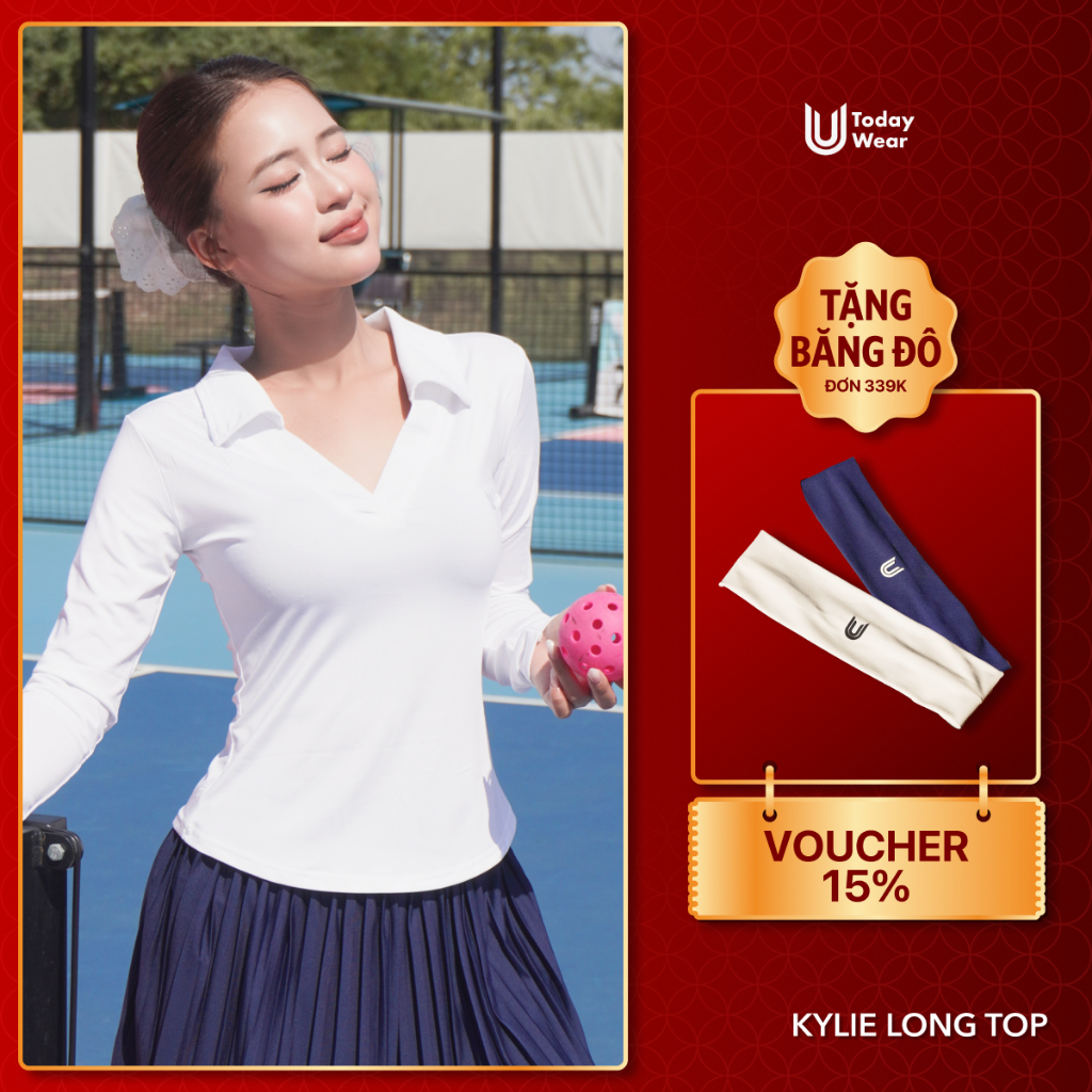 [XẢ KHO ĐÓN TẾT] Áo thun dài tay thể thao nữ Kylie Top Today U Wear cổ chữ V tôn dáng tập gym yoga c
