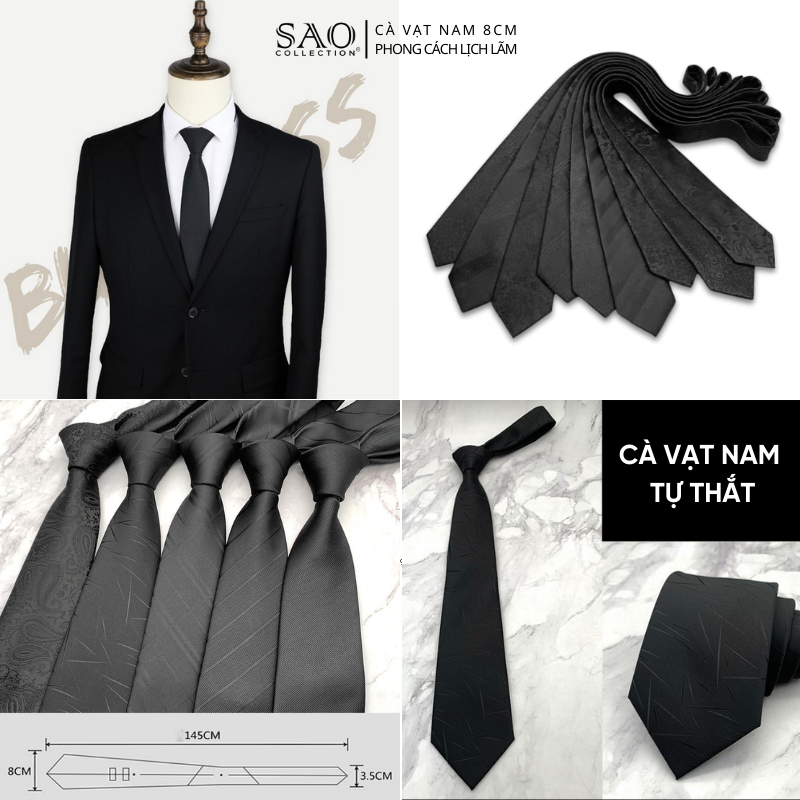 Cà Vạt Nam Màu Đen 8cm – Chất Lụa Mềm Mịn Đẹp, Phối Đồ Công Sở Cực Chuẩn (CVN8-L1)