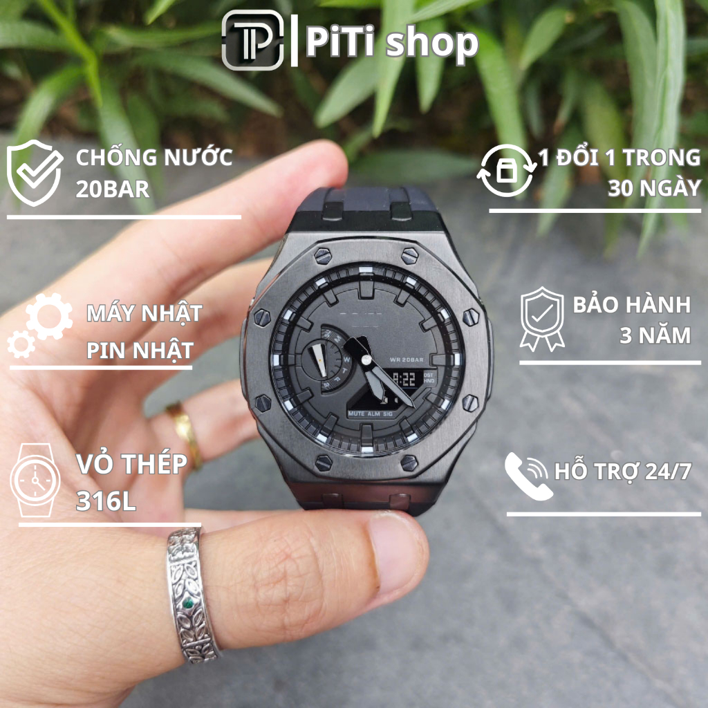 MÁY NHẬT - Đồng hồ nam Gờ-sốc ga.2100 custom AP phiên bản full đen sang trọng CLS