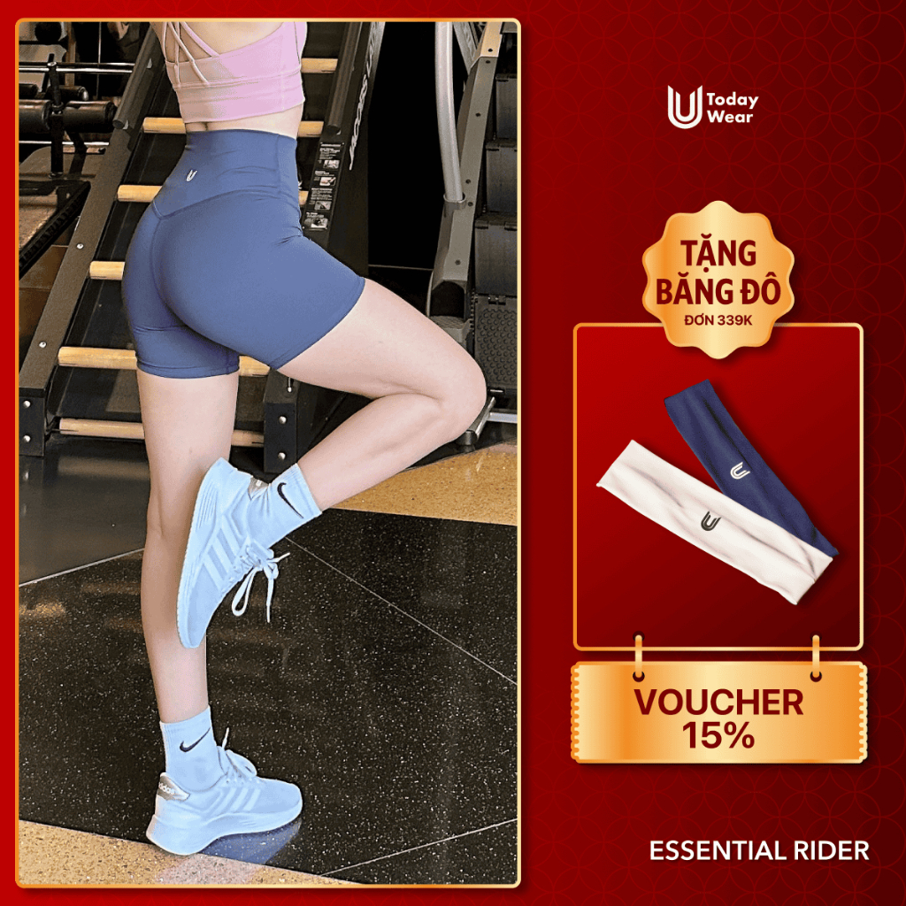 Quần tập gym yoga lửng dáng biker ngắn thể thao Essential Rider lưng cao nâng vòng 3 Today U Wear | BigBuy360 - bigbuy360.vn