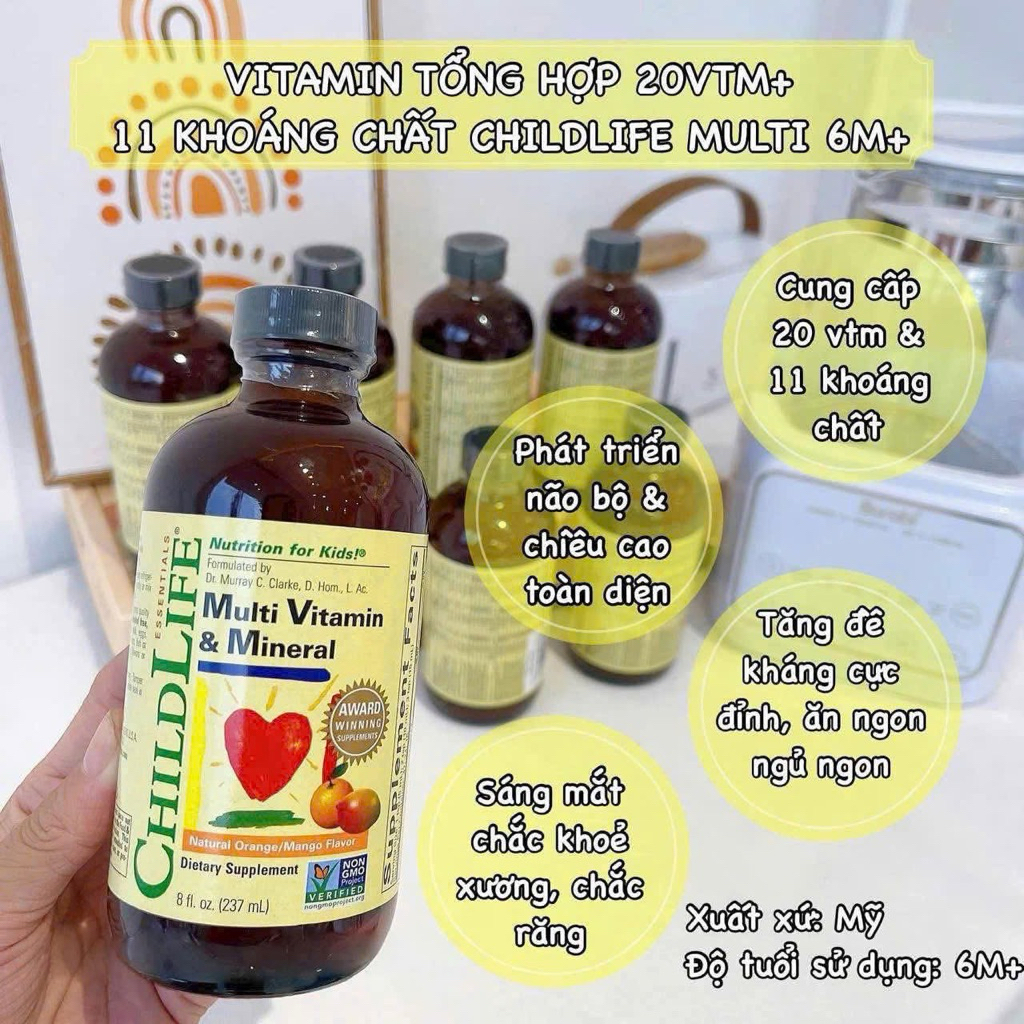 Vitamin tổng hợp và khoáng chất cho bé - Childlife multivitamin & mineral 237ml