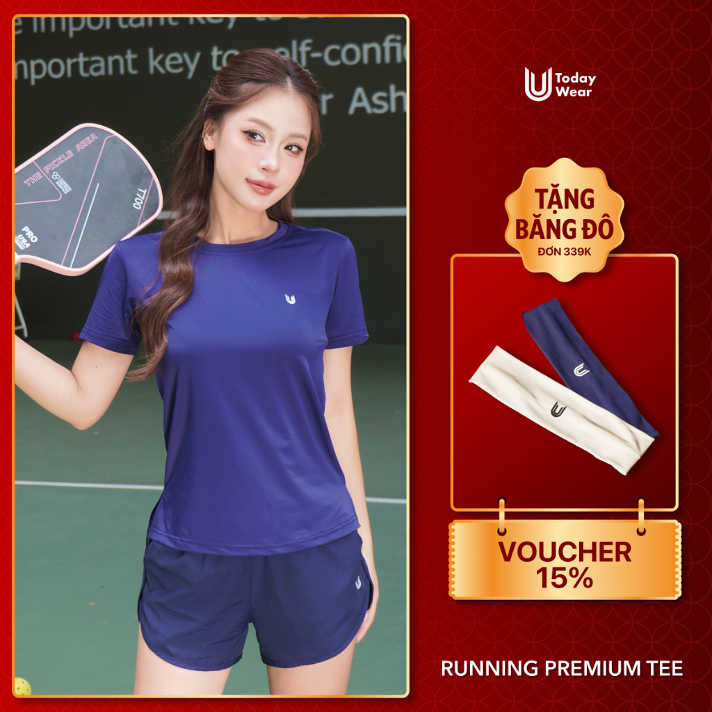 Áo thun thể thao nữ cao cấp dáng suông xẻ tà Running Premium Today U Wear tập gym yoga thoáng mát th