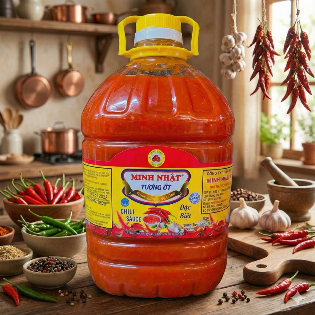 Tương Ớt Minh Nhật Đặc Biệt Can 5 Lít - Thơm Cay Đậm Đà, Chuyên Dùng Cho Quán Ăn, Nhà Hàng
