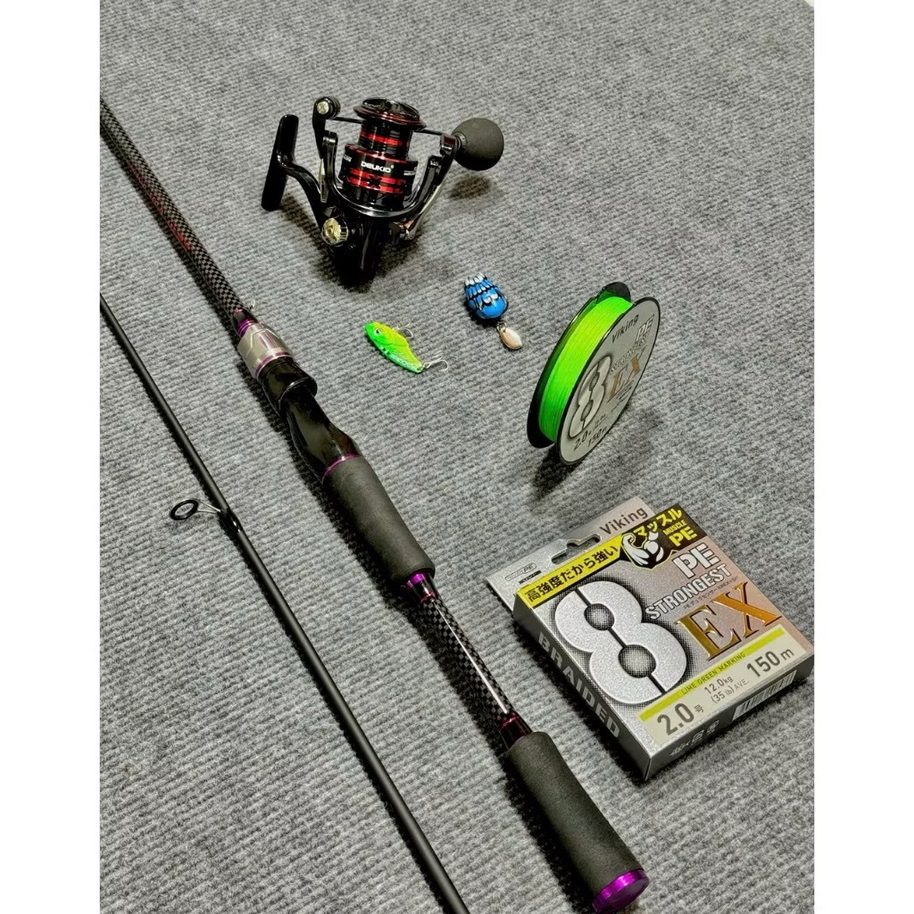 Combo Cần Lure Viking MG9 + Máy Duekio FS2000 – Tặng Dây PE Viking X8 150m + Cá Sắt + Nhái Hơi 5g, K