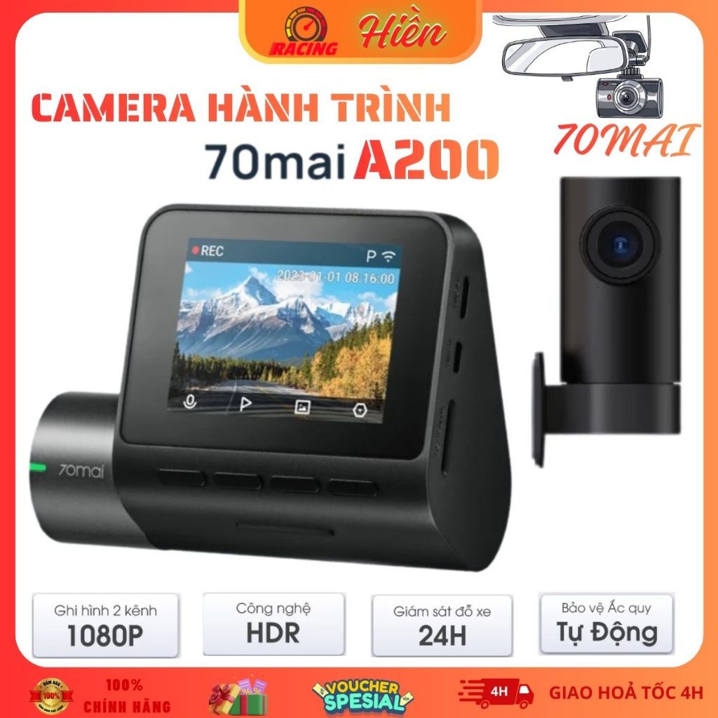 Camera Hành Trình 70mai A200 HDR 1080P Ghi Hình Trước Sau, Giám Sát Đỗ Xe 24H Bản Quốc Tế