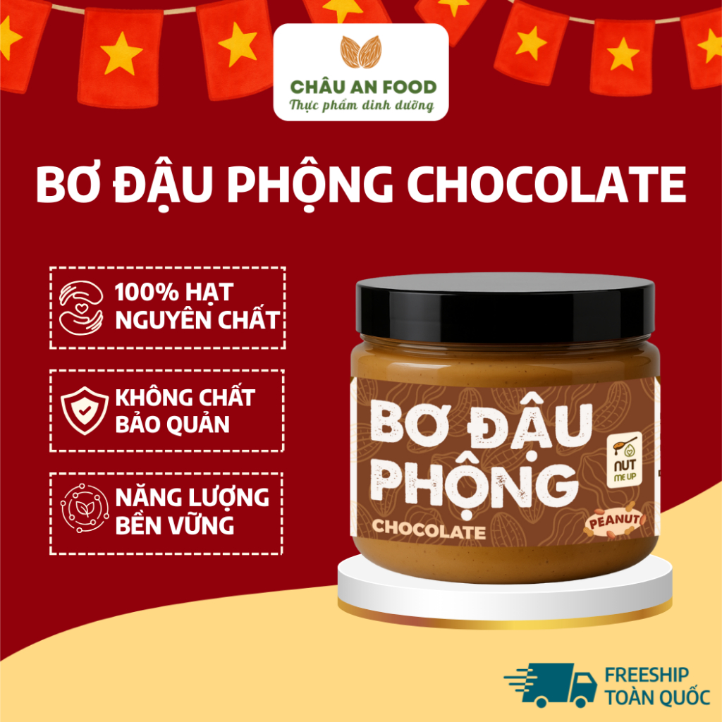 Bơ Đậu Phộng Socola CHÂU AN FOOD, Bơ Đậu Phộng Chocolate Eat Clean, Chocolate Peanut Butter RAW Năng