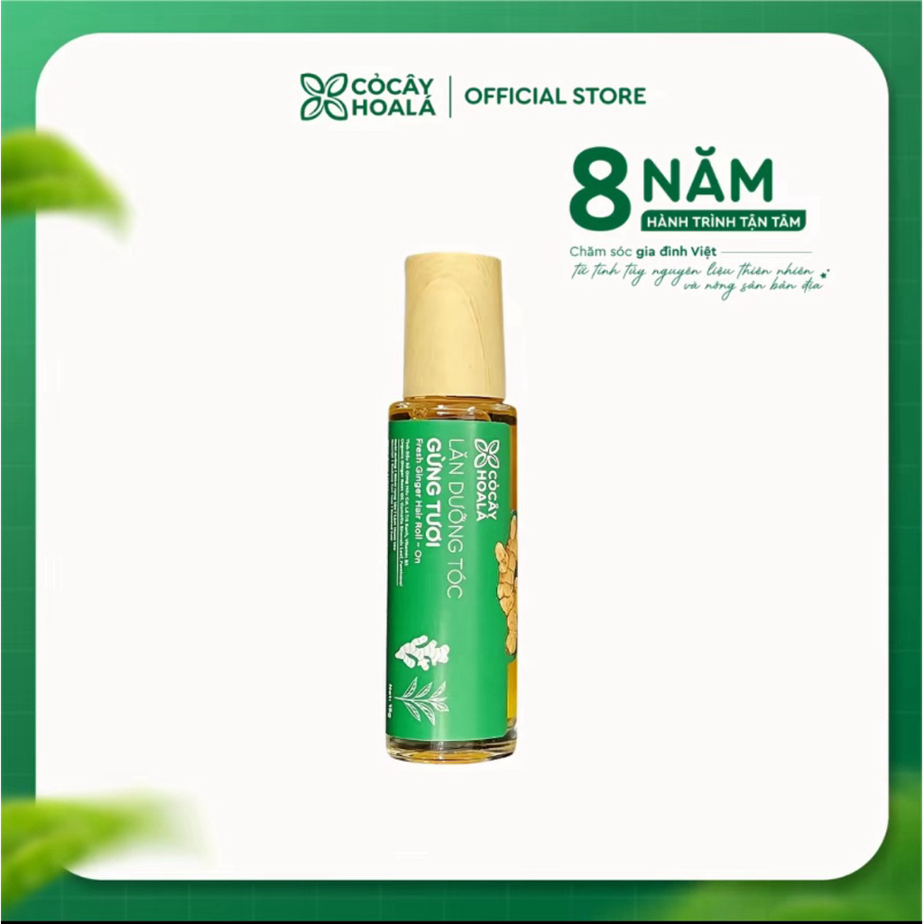 Serum Lăn Tóc Thảo Dược Bưởi Trà Gừng Cỏ Cây Hoa Lá 15g - Dưỡng Tóc Chắc Khỏe, Hỗ Trợ Giảm Rụng, Tiện Lợi
