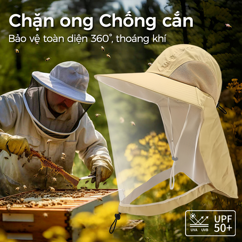 Mũ chống muỗi mới, mũ câu cá có vành chống nắng, làm bằng lưới thoáng khí có độ phân giải cao giúp bảo vệ má, phù hợp vớ