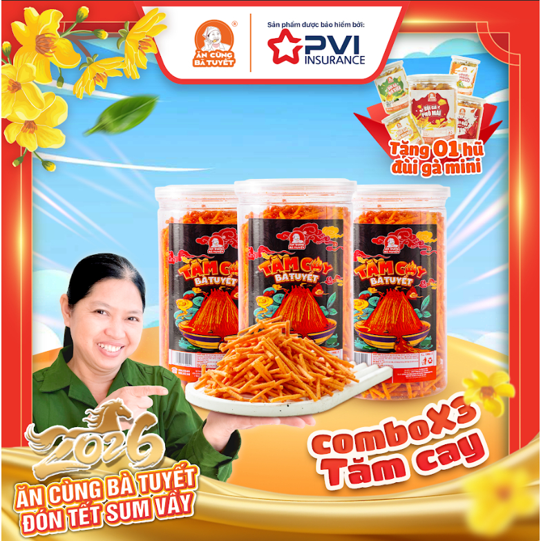 [Tặng quà 1 hũ bất kì] COMBO 3 HŨ TĂM CAY BÀ TUYẾT - ĂN CÙNG BÀ TUYẾT M74