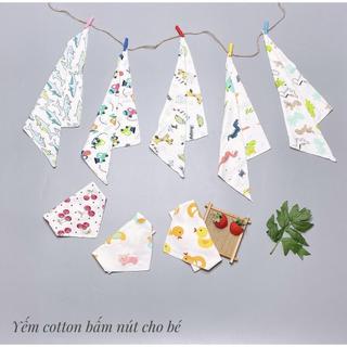 Yếm Quàng Cổ Cài Nút Cho Bé, Khăn Yếm Vải Cotton. Xô 2 Lớp  Mềm Mại Thấm Hút Tốt