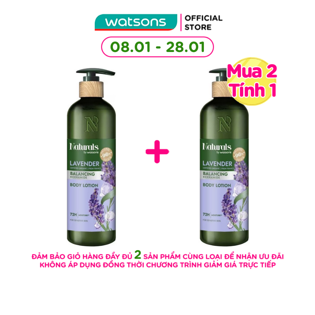 Sữa Dưỡng Thể Naturals By Watsons Balancing Cân Bằng Độ Ẩm Chiết Xuất Lavender 490ml