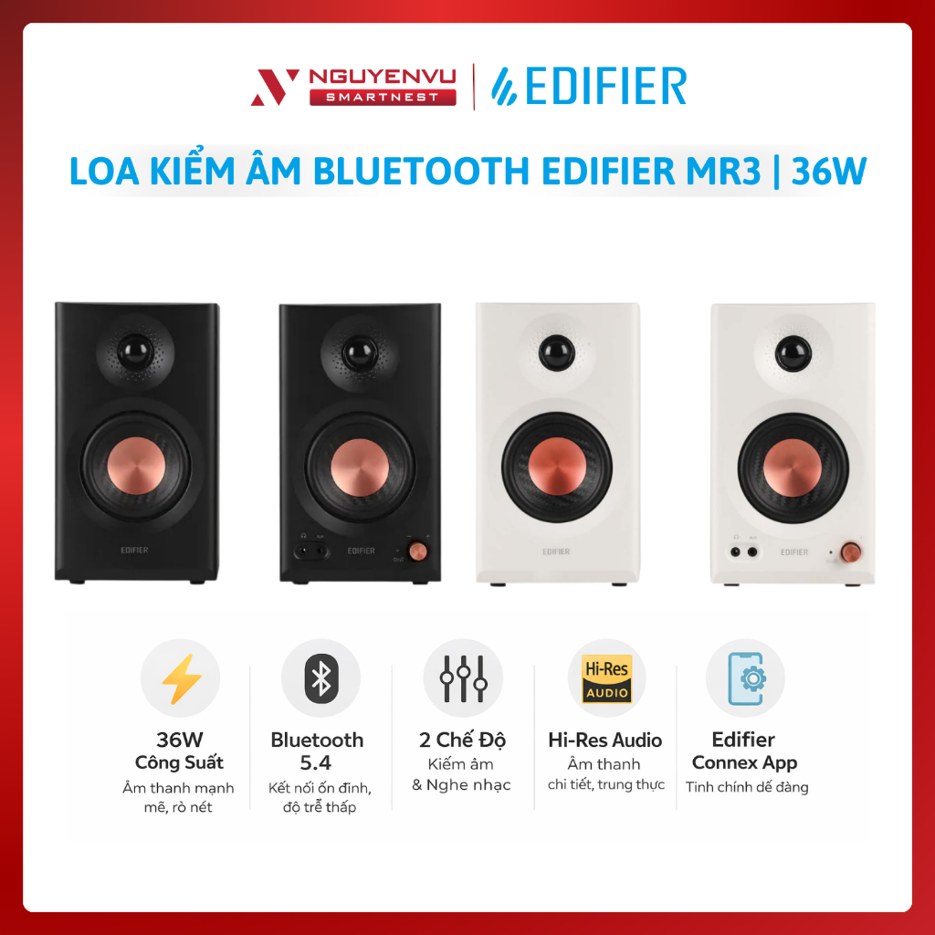 Loa Kiểm Âm Bluetooth 5.4 EDIFIER MR3 - Công suất 36W - Hi-res audio - Hai chế độ | Hàng chính hãng 