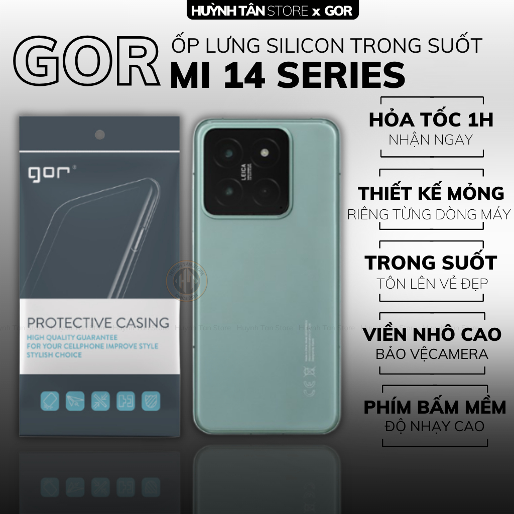 Ốp lưng Mi 14 ULTRA 14T PRO dẻo silicon trong suốt giữ màu điện thoại cao cấp GOR bảo vệ camera sau