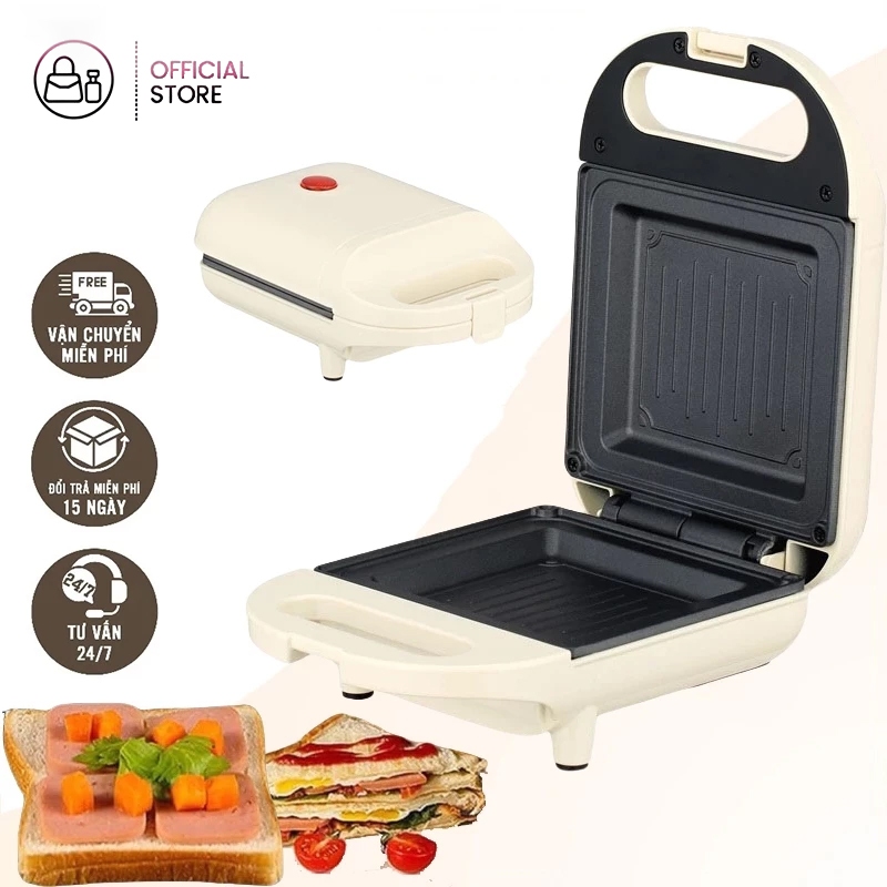 [BH 1 năm]-Máy Nướng Bánh Mì Sandwich Máy Nướng Kẹp Làm Nóng 2 Mặt Rán Trứng Làm đồ ăn Sáng Nhanh Chóng Tiện Lợi