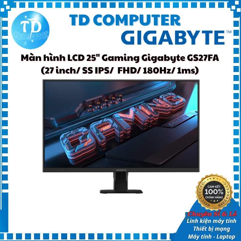 Màn hình LCD 27" Gaming Gigabyte GS27FA (27 inch/ SS IPS/  FHD/ 180Hz/ 1ms) - Hàng chính hãng Viễn S