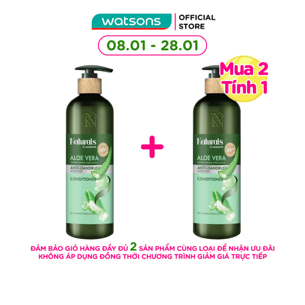Dầu Xả Naturals By Watsons Anti-dandruff Sạch Gàu Chiết Xuất Lô Hội 490ml