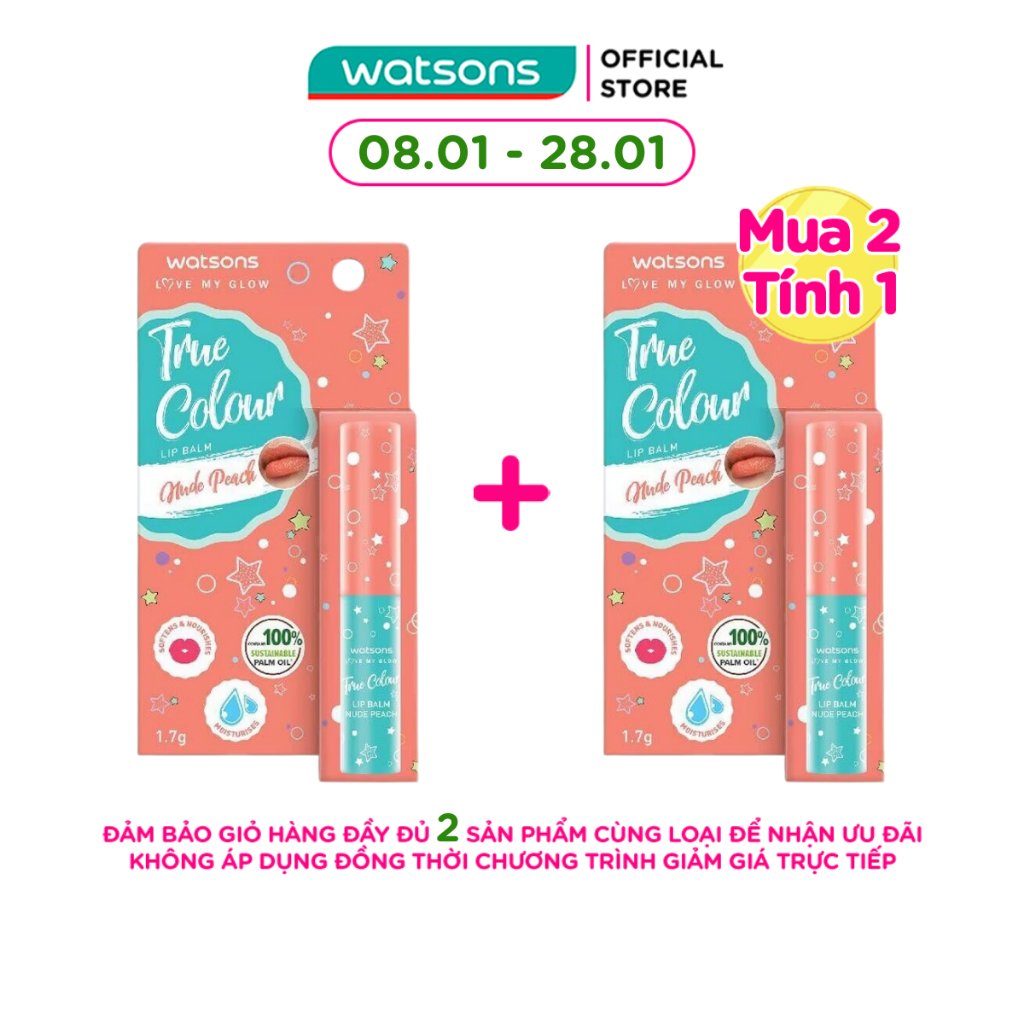 Son Dưỡng Có Màu Watsons True Color Nude Peach 1.7g