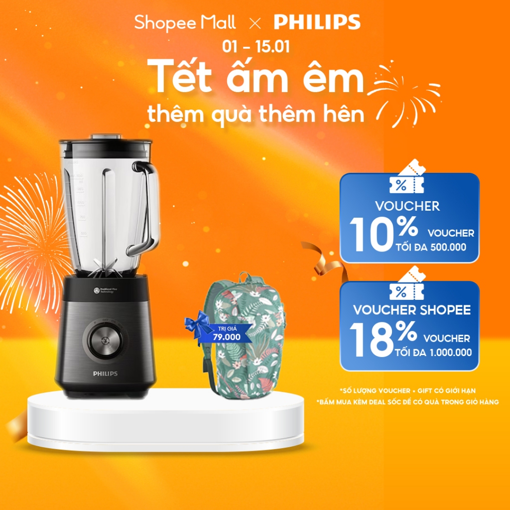 Máy Xay Sinh Tố Philips HR3041/00 công nghệ Problend Push series 5000 - Hàng Chính Hãng