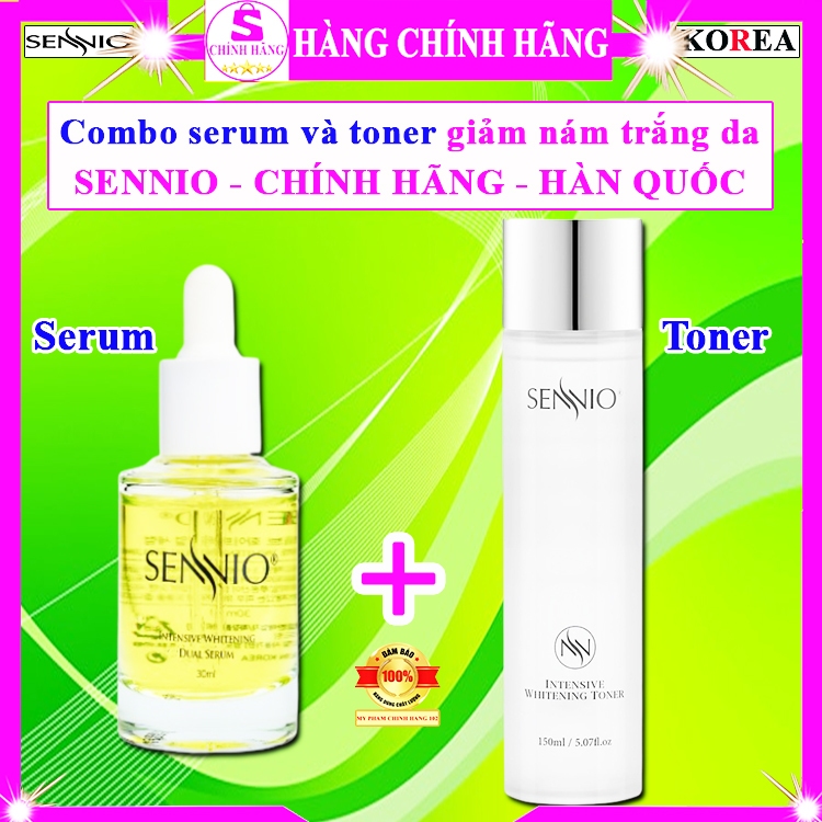 COMBO nước hoa hồng sennio hàn quốc serum nám sennio chính hãng toner senio huyết thanh nguyên bộ