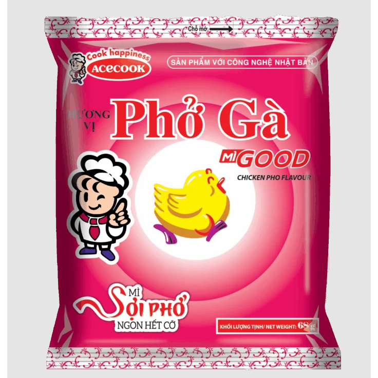 [Lẻ Gói] Mì Good Hương Vị Phở Gà Acecook (75g/Gói) - Sợi Mì Vàng Dai Ngon