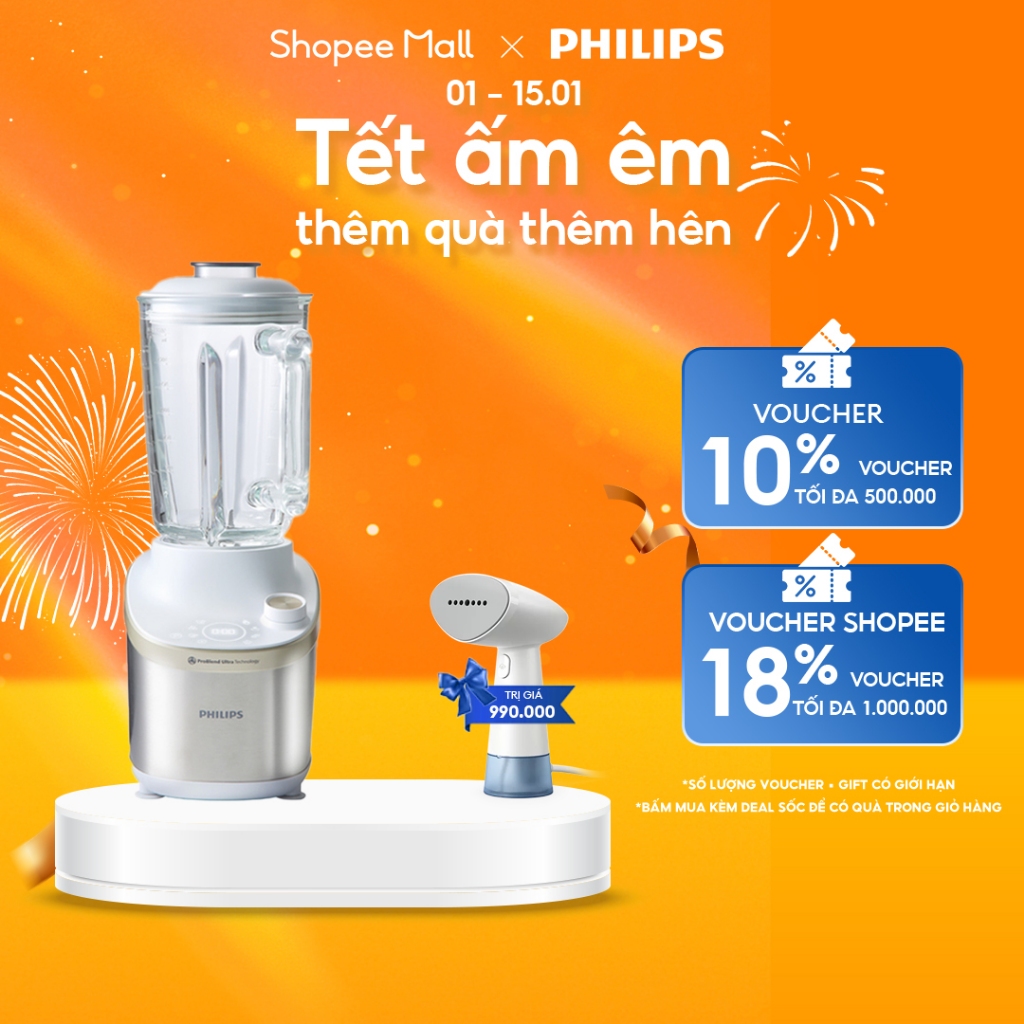 Máy Xay Sinh Tố Philips HR3760/01 ProBlend Ultra Xay tốc độ cao, màn hình kỹ thuật số