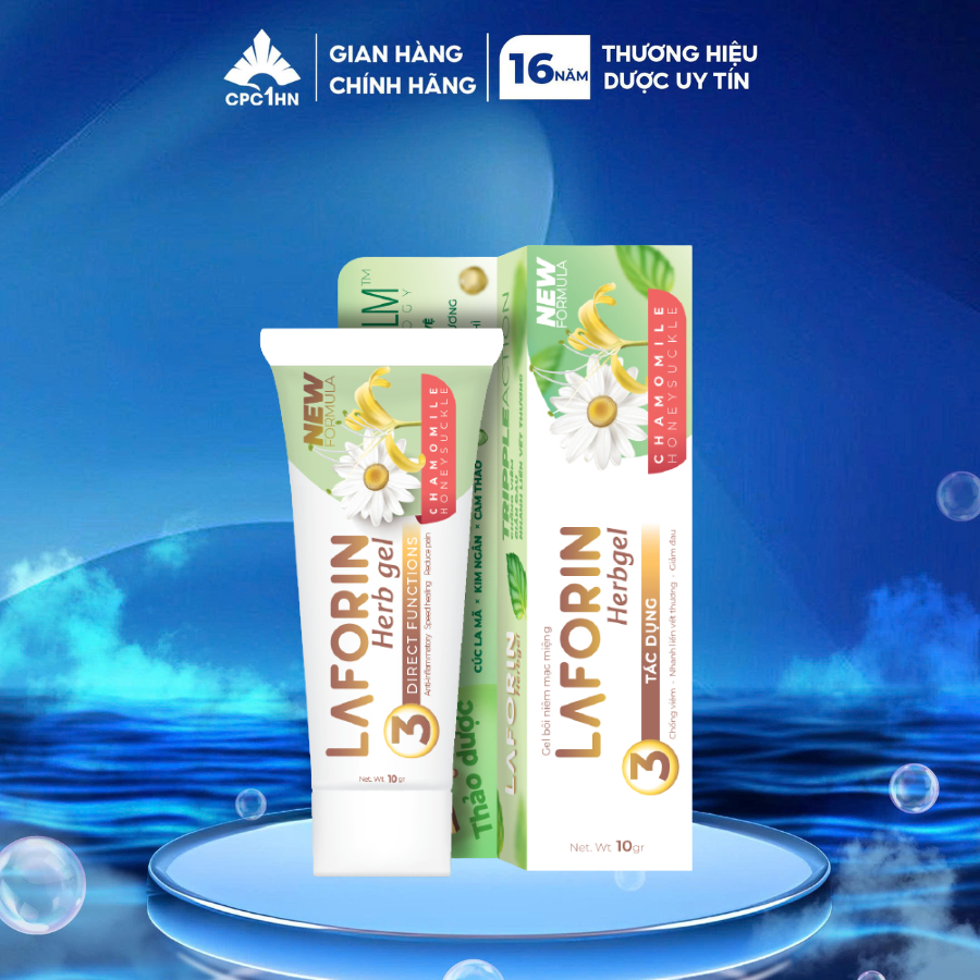 Gel bôi niêm mạc miệng Laforin Herbgel giảm sưng nướu, tay chân miệng,nhiệt miệng tuýp 10g
