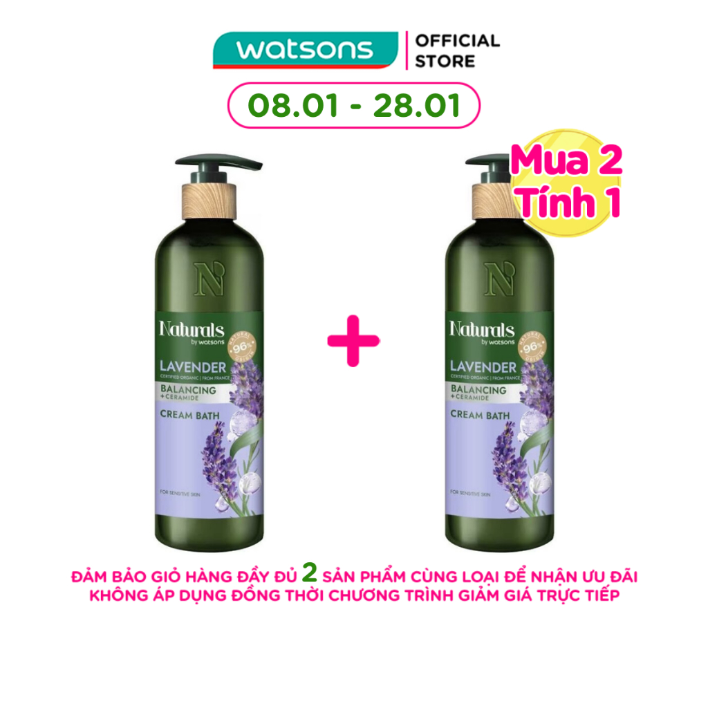 Kem Tắm Naturals By Watsons Balancing Cân Bằng Độ Ẩm Chiết Xuất Lavender 490ml