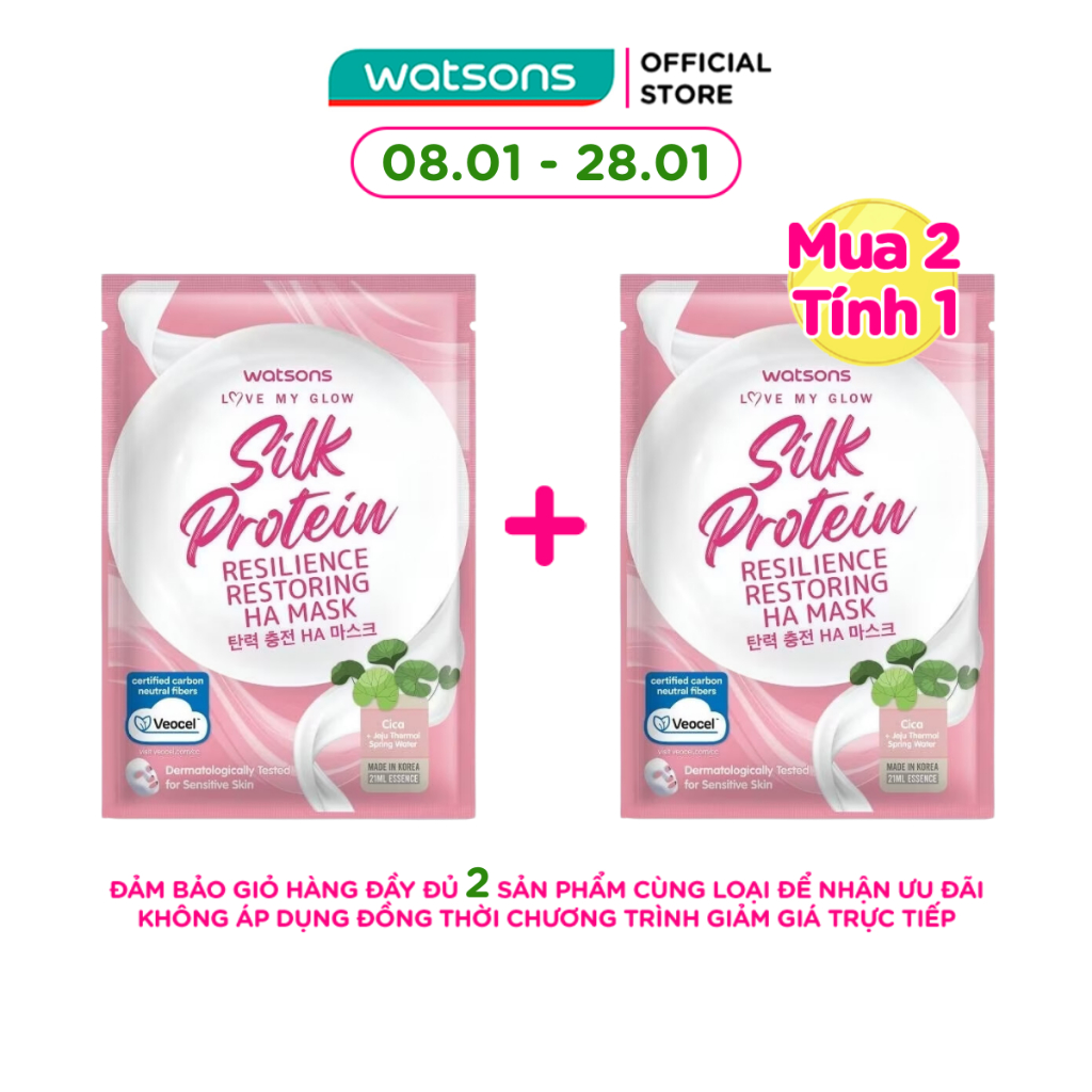 Mặt Nạ Watsons Love My Glow Silk Protein Resilience Restoring Ha Mask 21ml