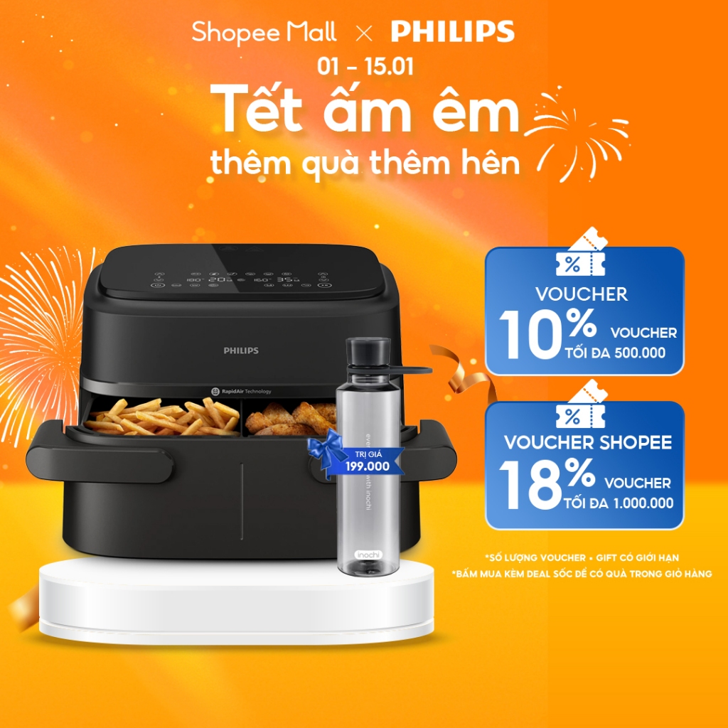 Nồi chiên không dầu 2 ngăn NA150/00 | 7.1 lít|- Hàng Chính Hãng