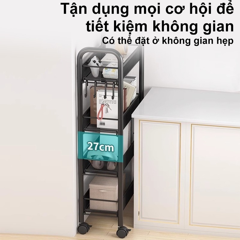 Kệ bếp sàn nhà nhiều tầng Xe đẩy di động Giỏ lưu trữ rau quả đa năng Kệ gia dụng3-4-5 tầng | BigBuy360 - bigbuy360.vn