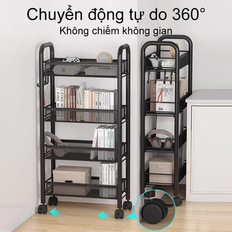 Kệ bếp sàn nhà nhiều tầng Xe đẩy di động Giỏ lưu trữ rau quả đa năng Kệ gia dụng3-4-5 tầng | BigBuy360 - bigbuy360.vn