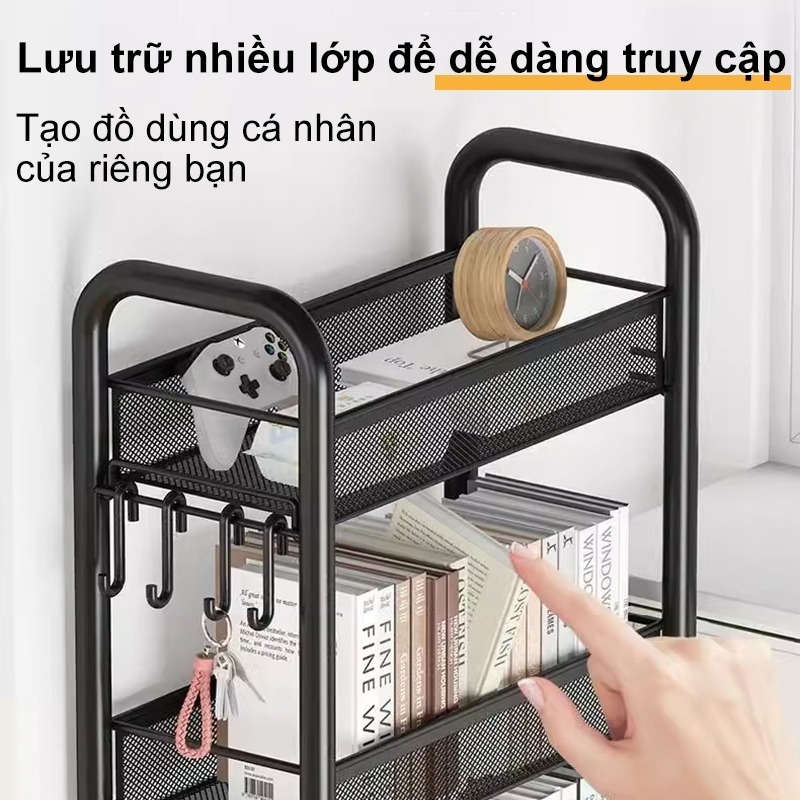 Kệ bếp sàn nhà nhiều tầng Xe đẩy di động Giỏ lưu trữ rau quả đa năng Kệ gia dụng3-4-5 tầng | BigBuy360 - bigbuy360.vn