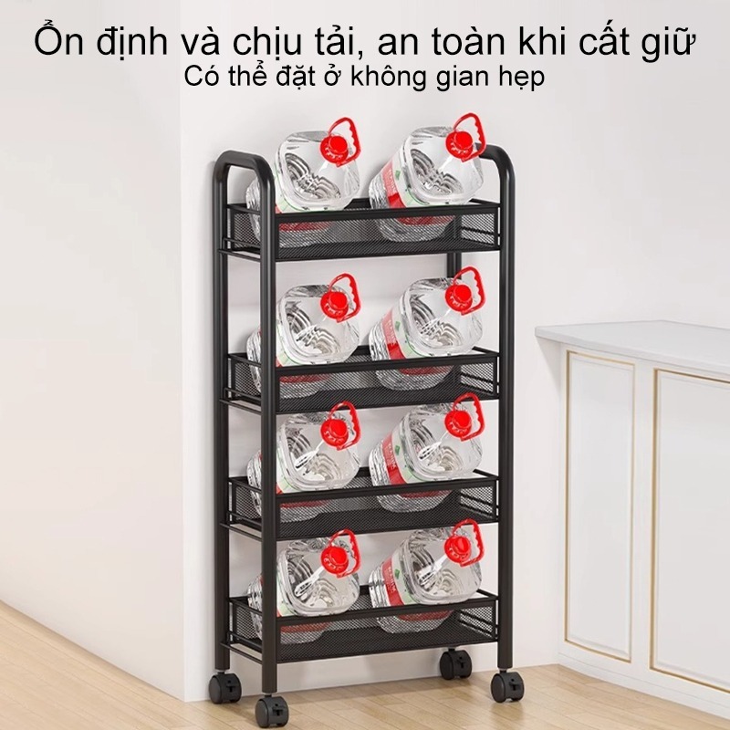 Kệ bếp sàn nhà nhiều tầng Xe đẩy di động Giỏ lưu trữ rau quả đa năng Kệ gia dụng3-4-5 tầng | BigBuy360 - bigbuy360.vn