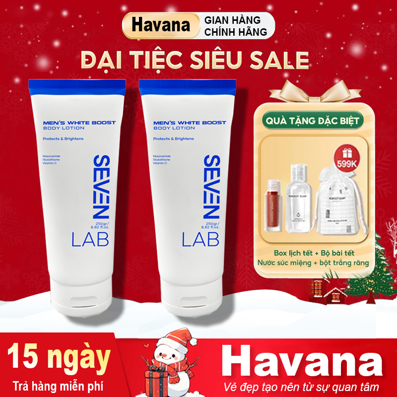 Sữa dưỡng thể trắng da nam giới SEVENLAB 250gram không bết dính, sáng mịn, đều màu da, phục hồi và b