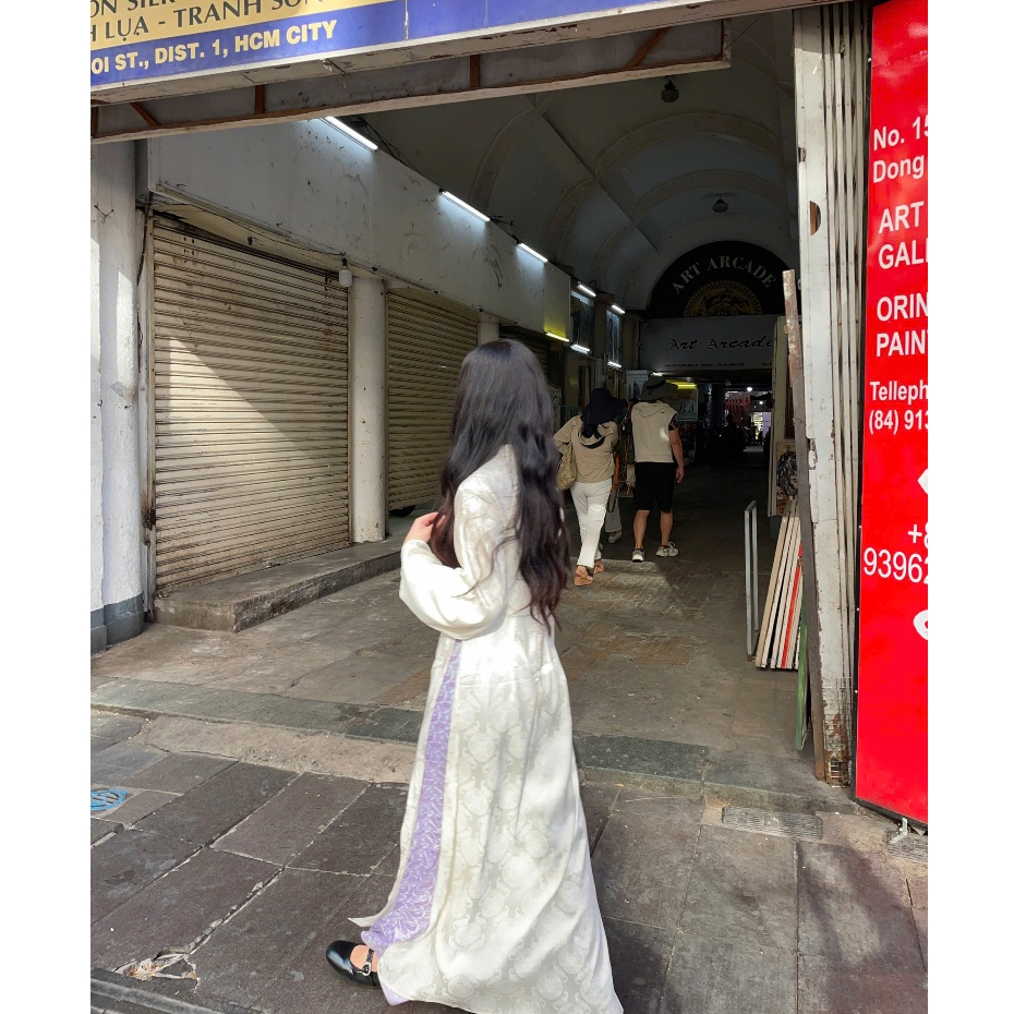 Set áo dài lụa dáng suông - Áo dài Ngọc Ngà - APRILLE