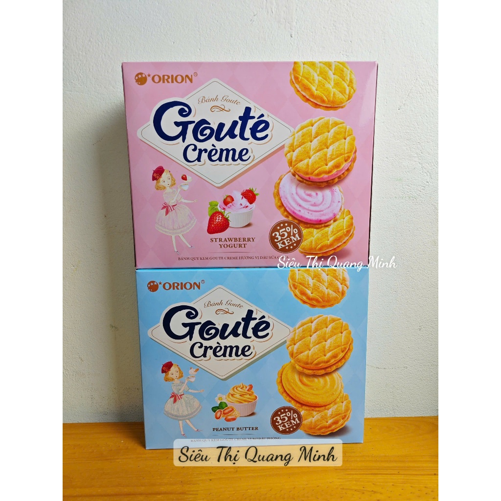 Hộp Bánh Quy Kem Goute Creme Vị Dâu Sữa Chua, Bơ Đậu Phộng 320g(16gói x 20g) Tết 2026