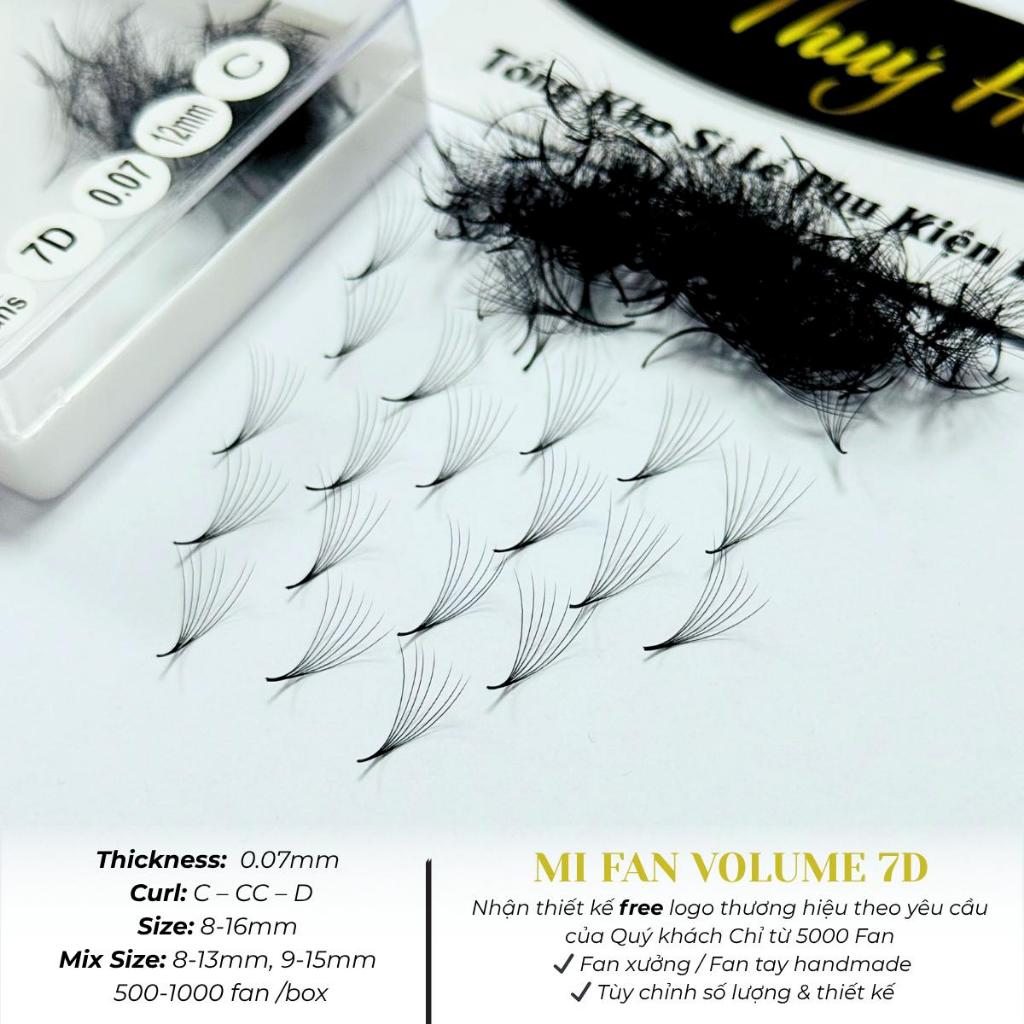 Mi Fan Sẵn 7D Dày 0.07 Cong C-CC-D, Dài 8mm-20mm, Mi Volume, Xòe Đều, Lông Mi Nhân Tạo Thúy Hà