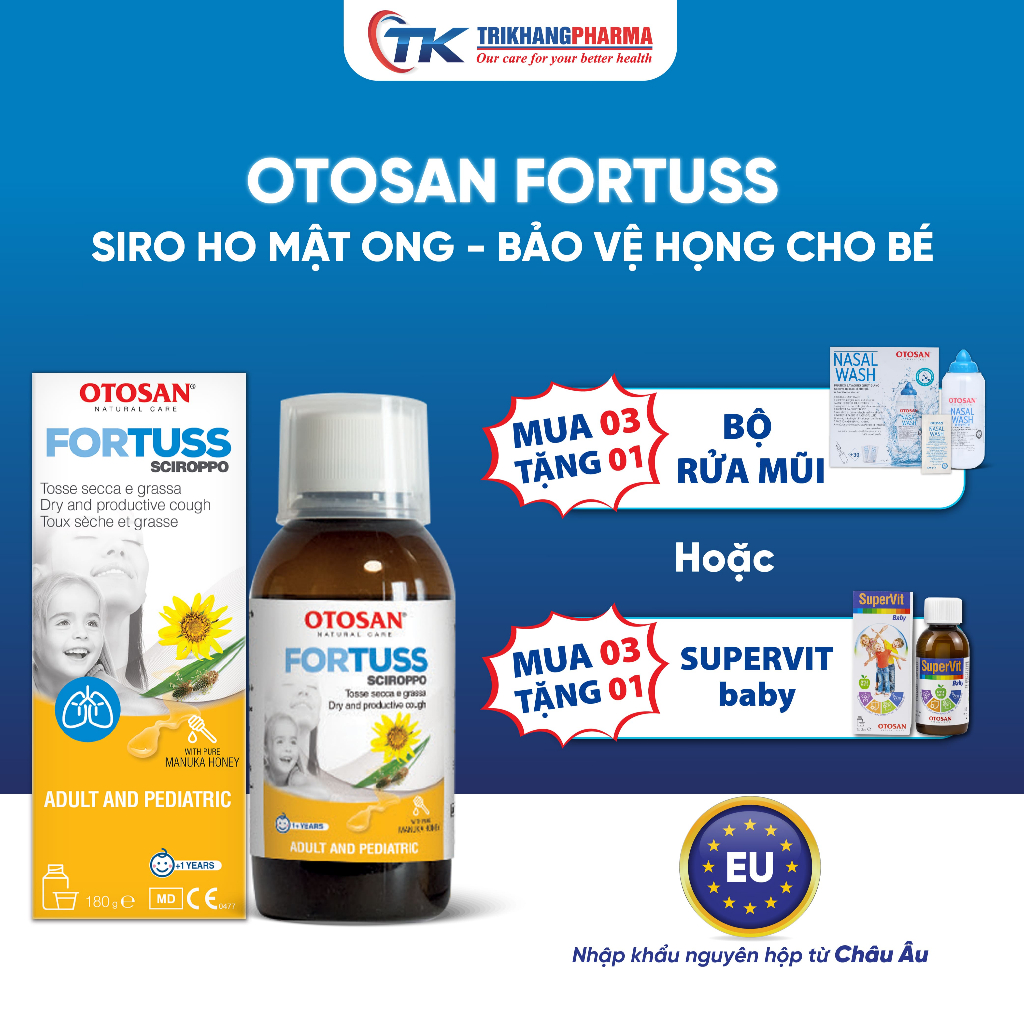 Siro Ho Cho Bé Otosan Fortuss ,Giảm Ho, Tiêu Đờm –  Giảm Ho Khan & Ho Đờm – Chai 180g