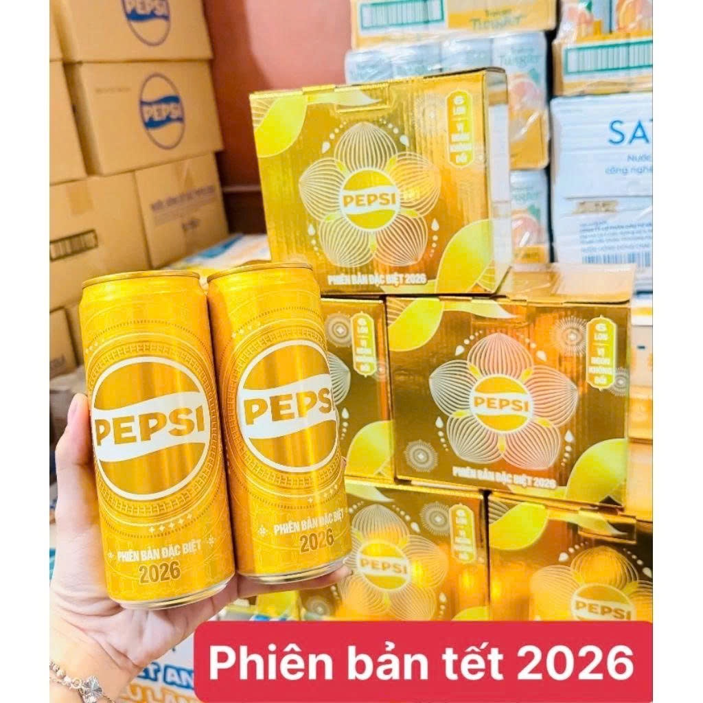 [HỎA TỐC HCM] THÙNG 24 LON PEPSI VÀNG PHIÊN BẢN TẾT 2026 LON 320ML