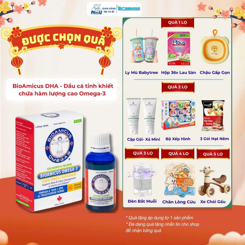 BioAmicus DHA 30mL -Bioamicus omega 3 bổ sung dha giúp bé thông minh ,mắt sáng khỏe hương.