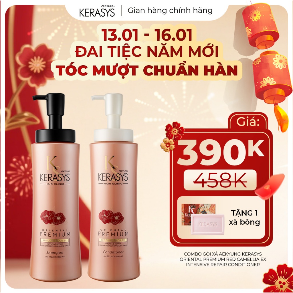 COMBO Gội Xả Phục hồi chuyên sâu, dưỡng tóc khỏe Aekyung Kerasys Oriental Premium Intensive Repair