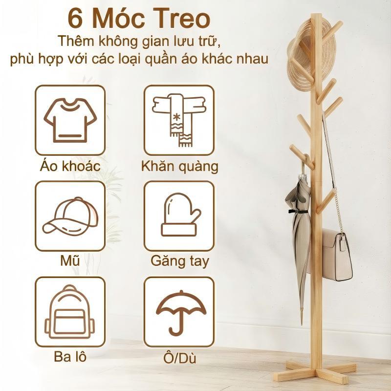 LACCOHUG Cây Treo Quần Áo Đứng Gỗ Thông Móc Quần Áo Gỗ Thiết Kế Lắp Ráp Hiện Đại Trang Trí Nhà Cửa | BigBuy360 - bigbuy360.vn