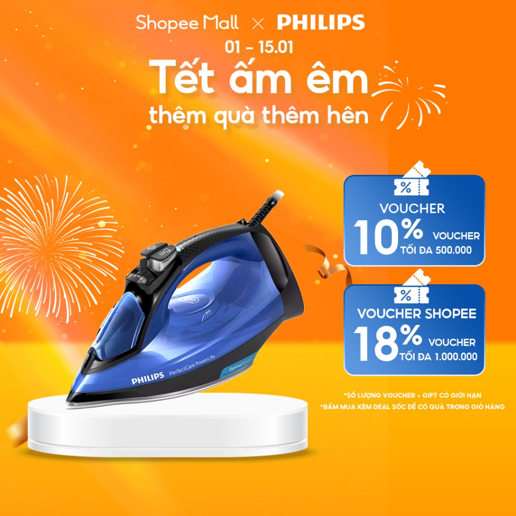 Bàn Ủi Hơi Nước Nằm Philips GC3920/20 2500W - Hàng Chính Hãng