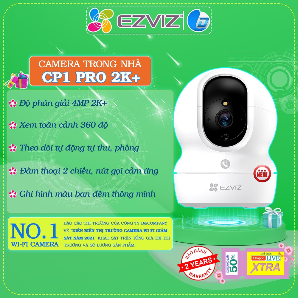 Camera wifi 2 băng tần Ezviz CP1 PRO thông minh 4MP 2K+ chính hãng, đàm thoại, xoay 360